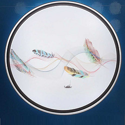 Indoor household double ring brown feather round ceiling light