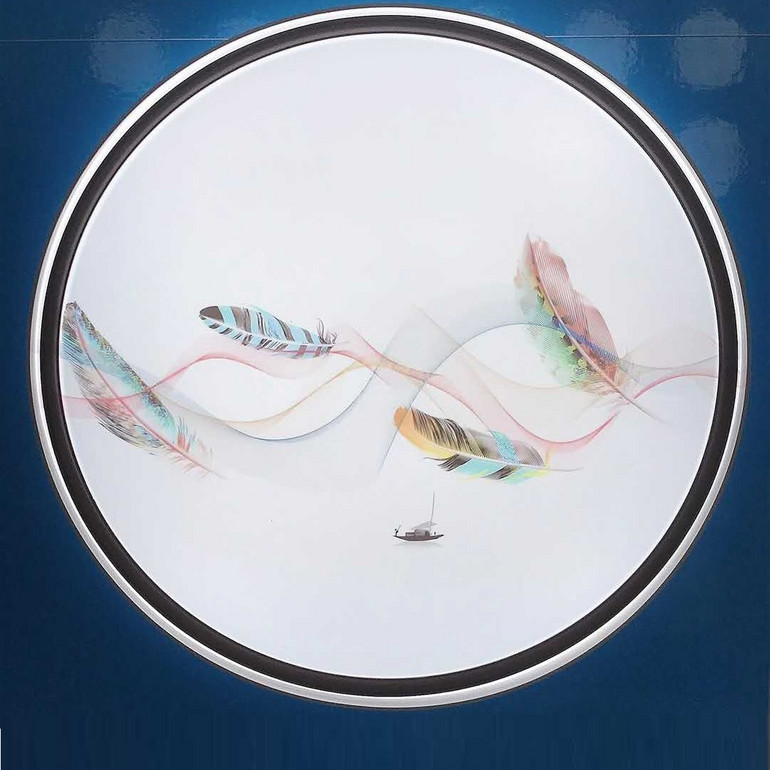 Indoor household double ring brown feather round ceiling light