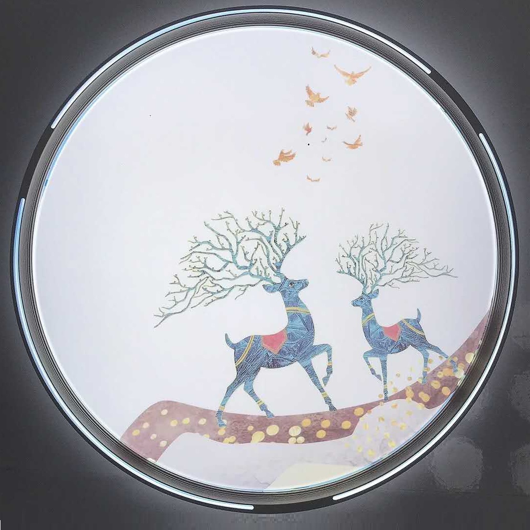 Colorful blue round blue deer bedroom living room LED ceiling light