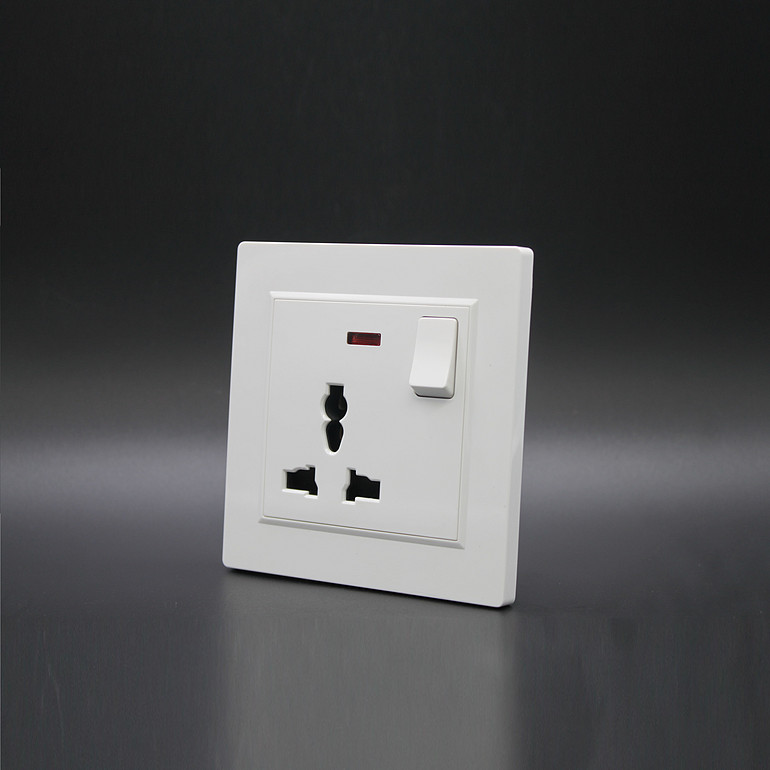 Three-hole switch socket with indicator light three-plug square hole panel