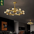 European style luxury light luxury living room dining room crystal invisible fan chandelier