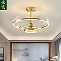 Chinese copper living room dining room bedroom mute frequency conversion fan chandelier