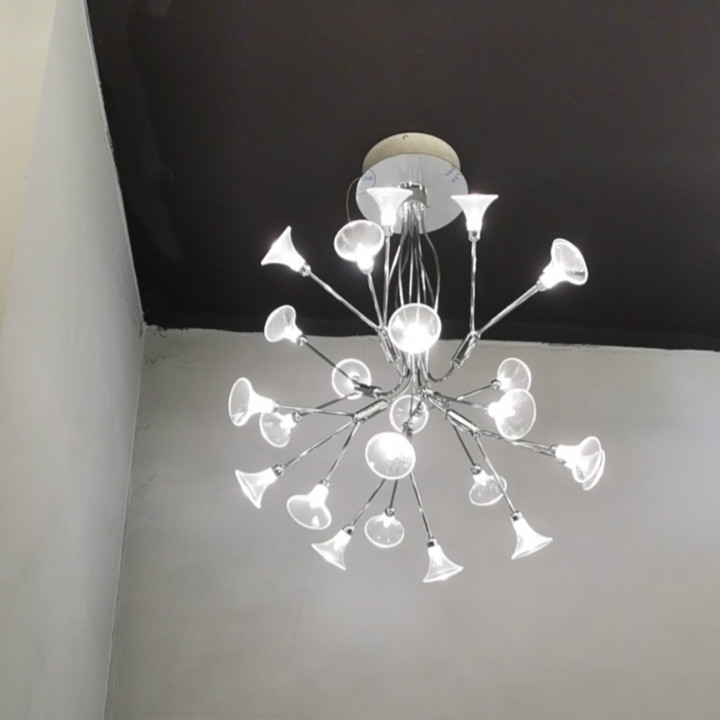 Glass Transparent Trumpet Flower Chandelier