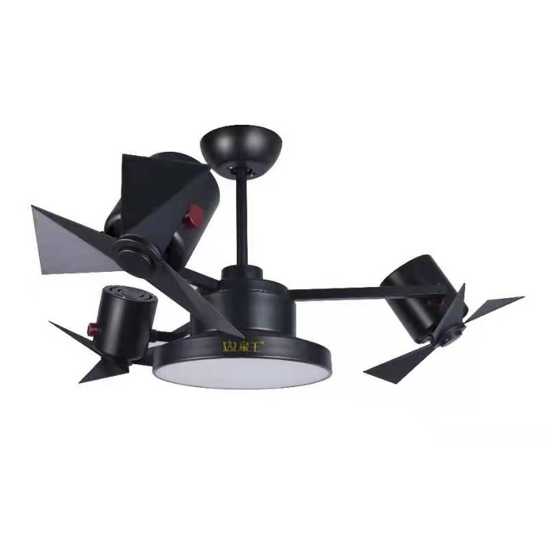 Black Simple Living Room Fan Lamp