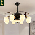 Chinese warm light living room bedroom invisible fan LED chandelier