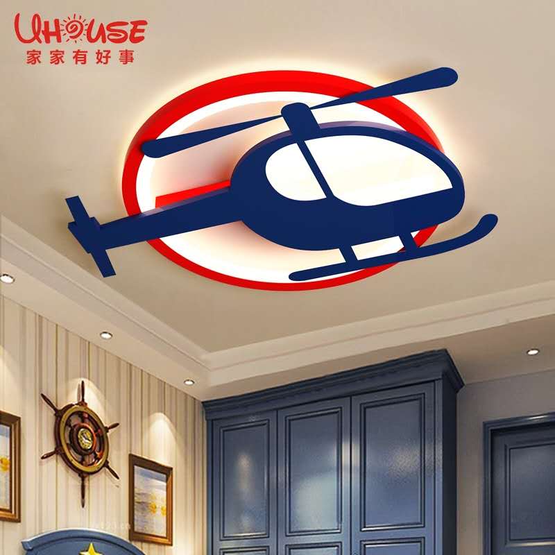 Creative cartoon bedroom children LED ultra-thin helicopter ceiling light