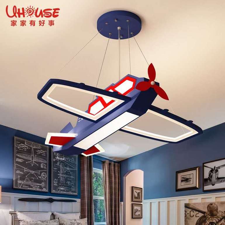 Cool creative personality children room bedroom LED eye protection plane chandelier