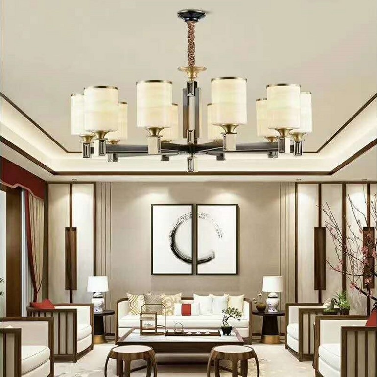 New Chinese style contracted atmosphere living room porch villa copper chandelier