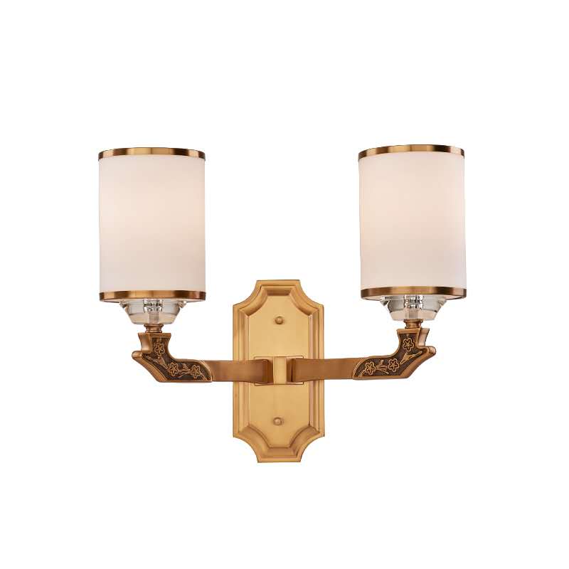 New Chinese style living room atmosphere villa duplex building copper double - headed wall lamp