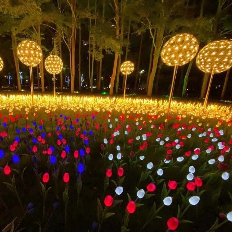 Outdoor square decorative lights municipal garden lighting dandelion flower tree lights