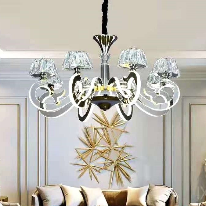 Light luxury living room crystal LED chandelier