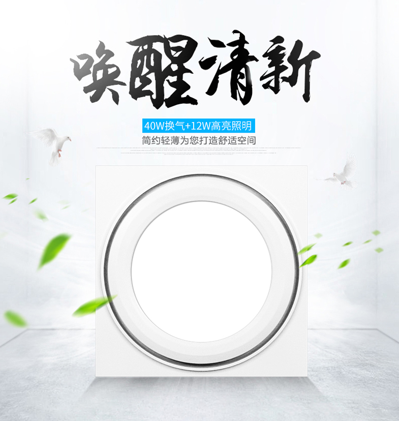 Indoor Bright Ceiling Silent Strong Ventilation Fan Lamp