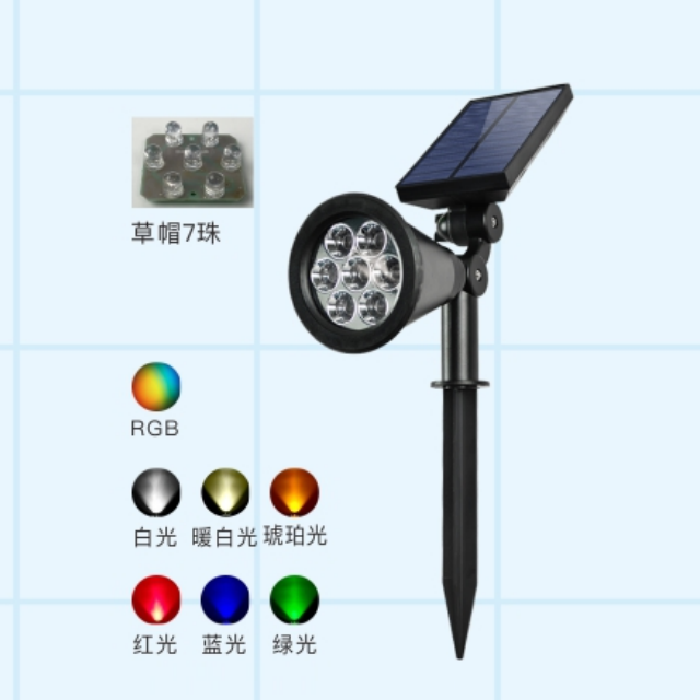 Outdoor solar garden landscape lighting highlighting buried lamp