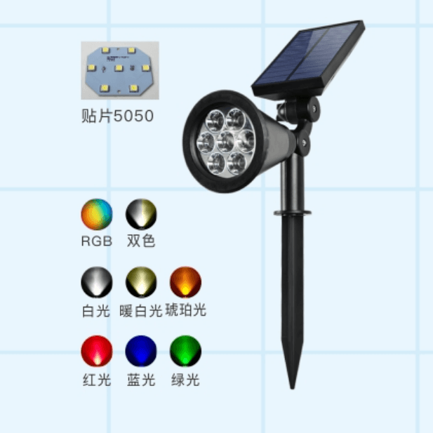 Outdoor solar garden landscape lighting highlighting buried lamp