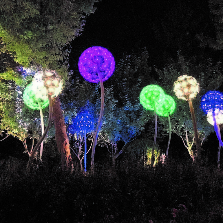 Outdoor patio lawn decorated with LED dandelion landscape lights