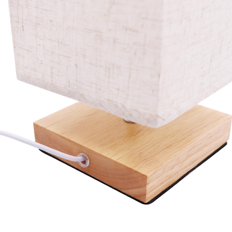 LED indoor solid wood square fabric lampshade table lamp
