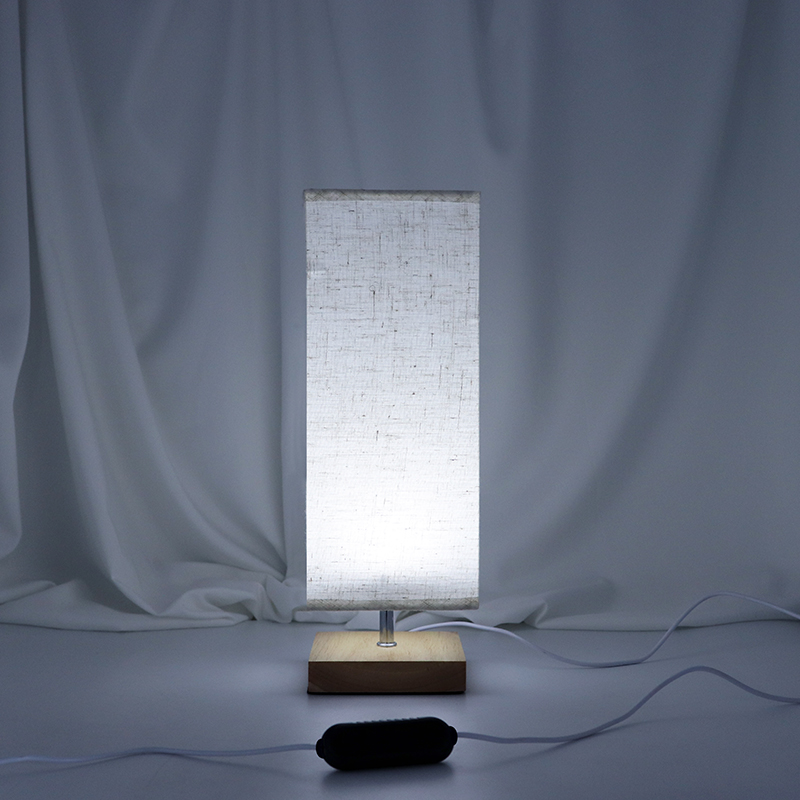 LED indoor solid wood square fabric lampshade table lamp