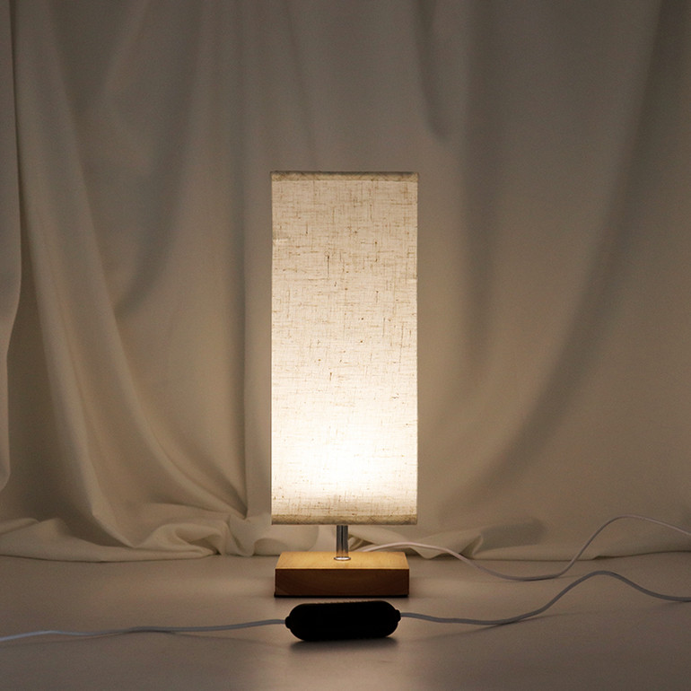 LED indoor solid wood square fabric lampshade table lamp