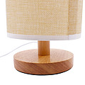 LED indoor round solid wood fabric lampshade table lamp