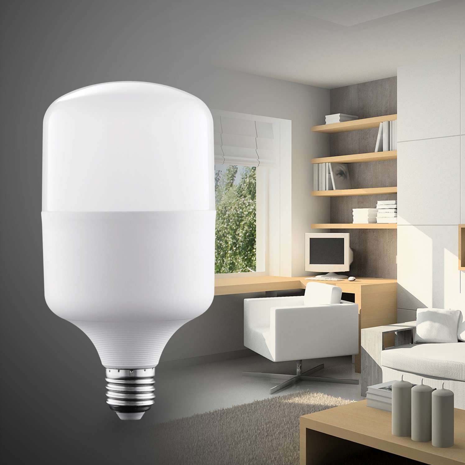 LED indoor household plastic clad aluminum lamp body without stroboscopic bulb lamp