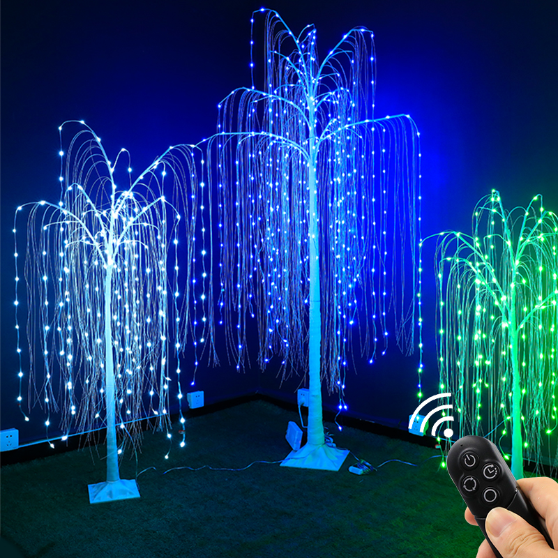 LED outdoor decorative colorful synchronous point control willow lamp