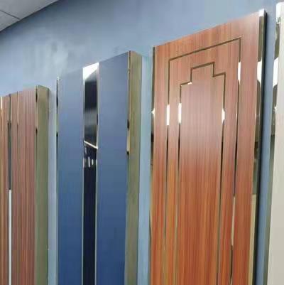 Stainless steel inlaid hard clad panel for indoor hotel rooms