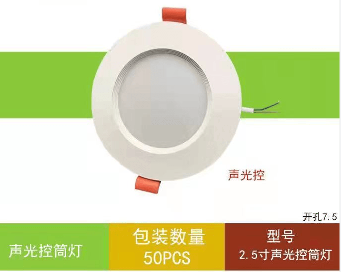 LED indoor home simple 2.5 inch sound and light control downlight