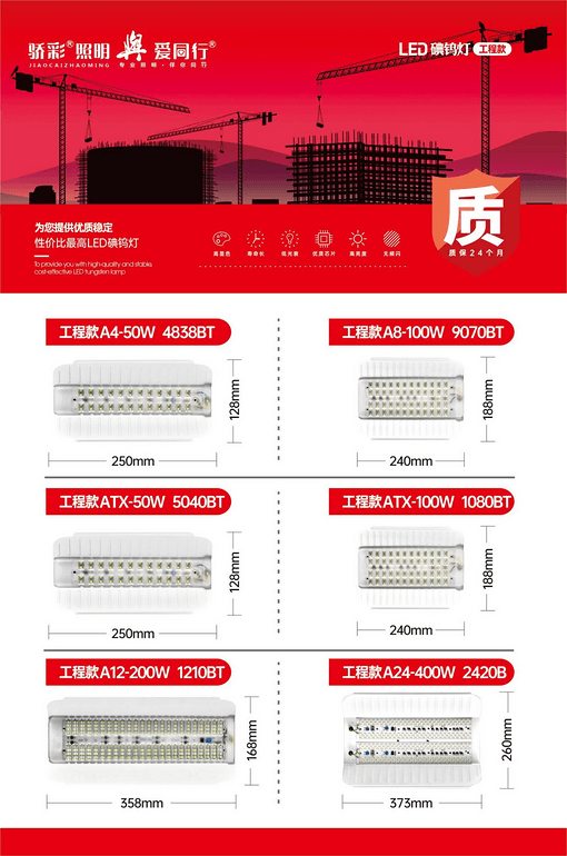 LED engineering high-brightness, flicker-free and long-life iodine tungsten lamp