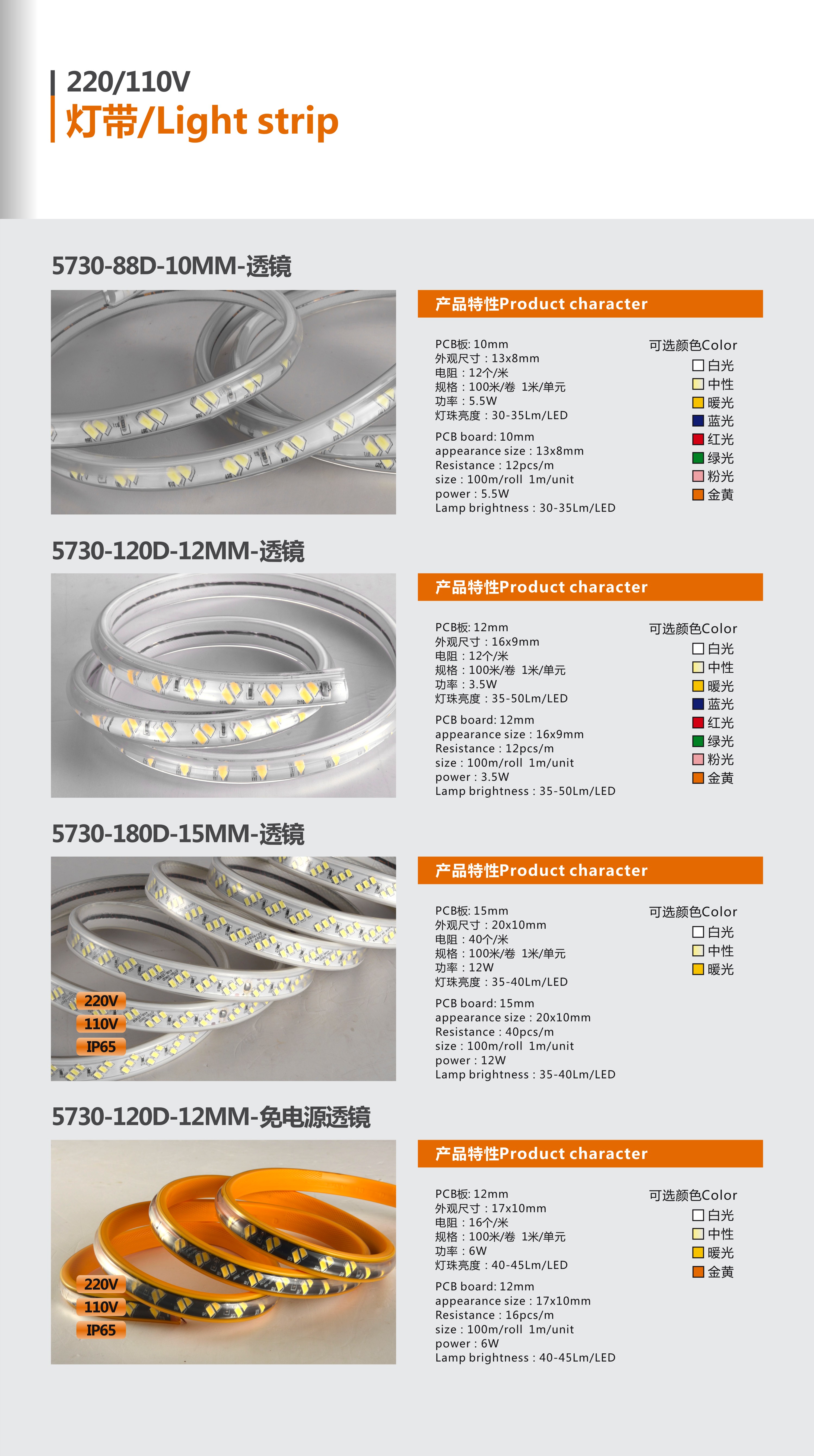 Various styles and specifications of indoor and outdoor lens LED strips