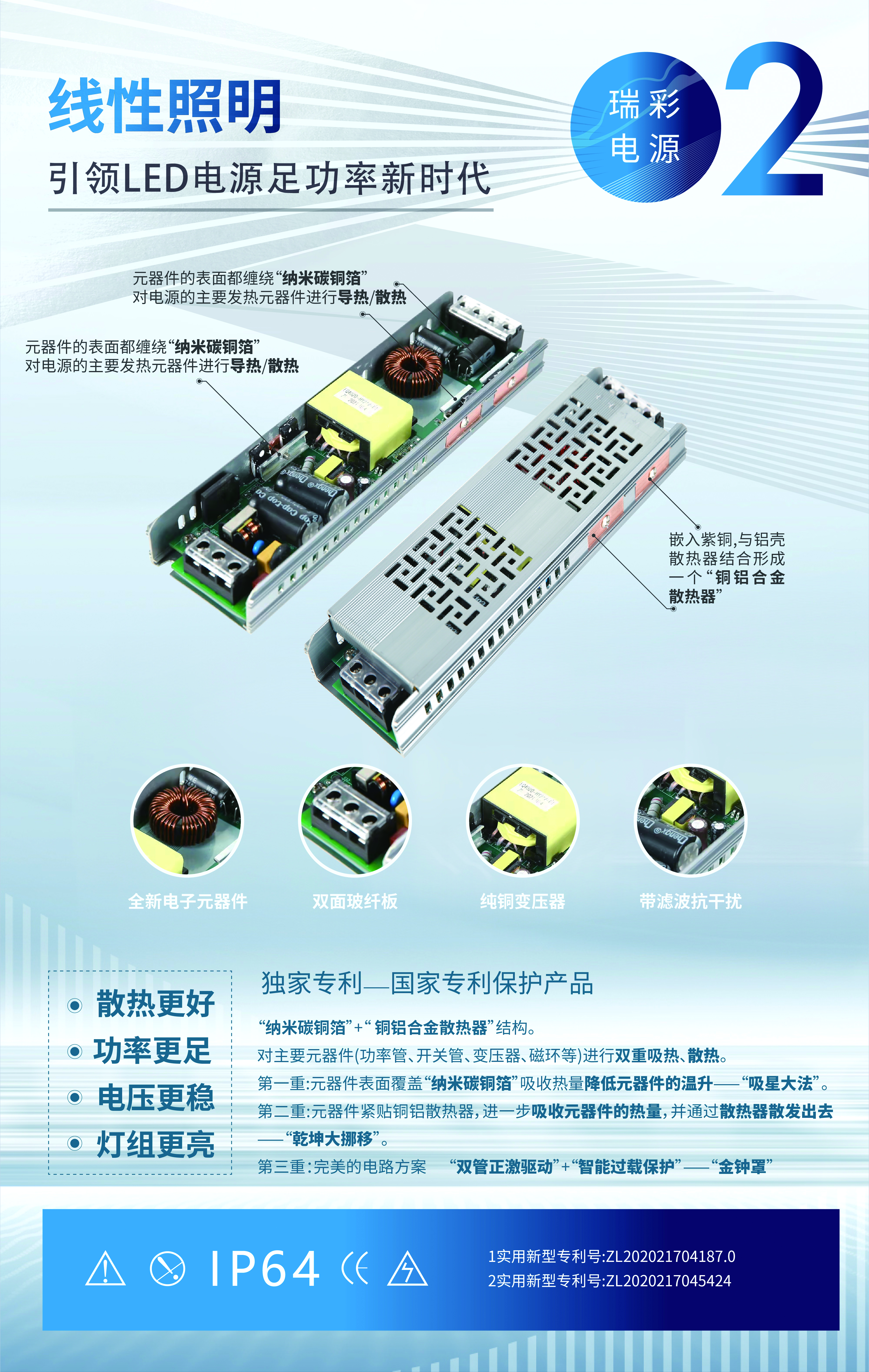 Ruicai patented stable voltage LED power supply with sufficient power