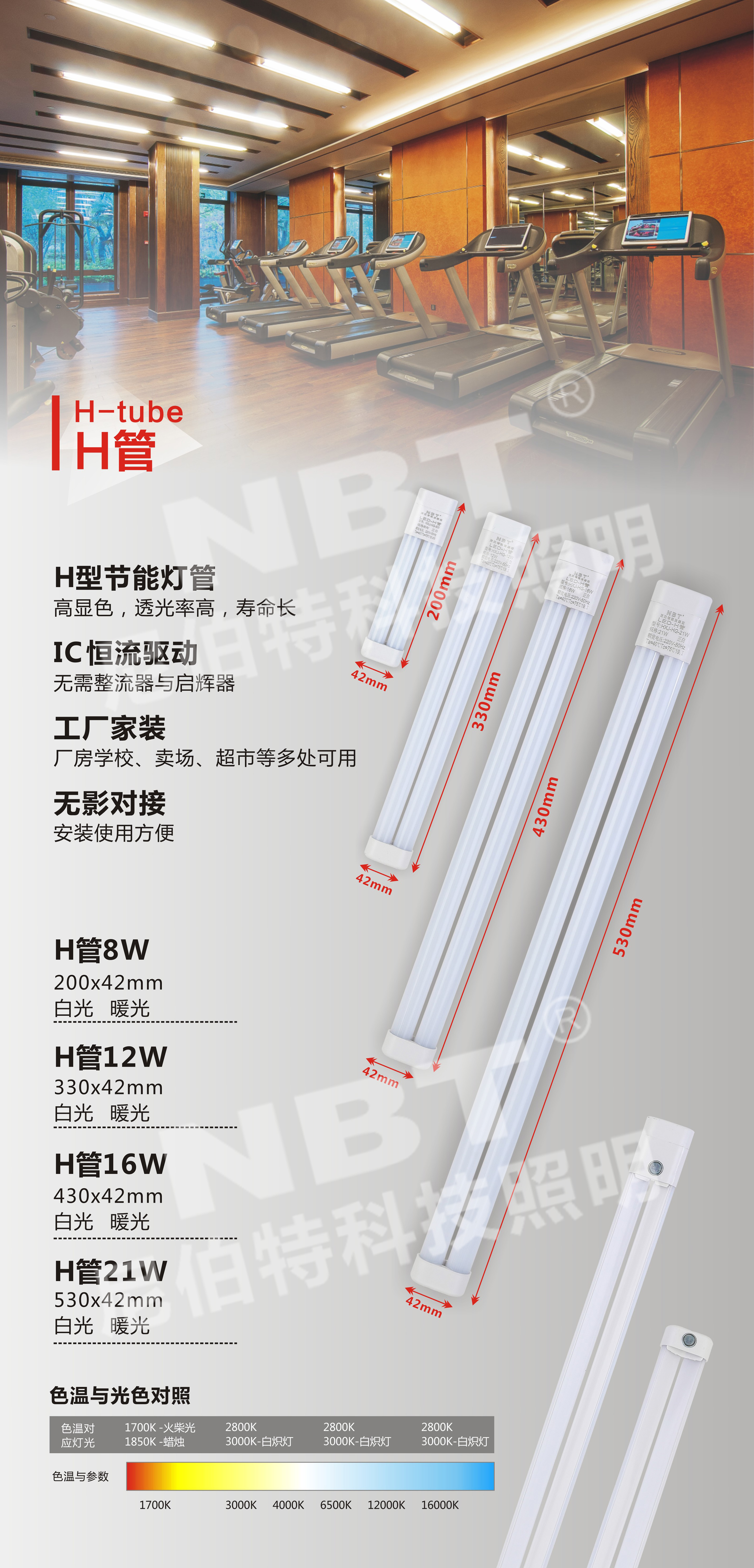 High color rendering, high light transmittance, long life, H-type energy-saving lamps