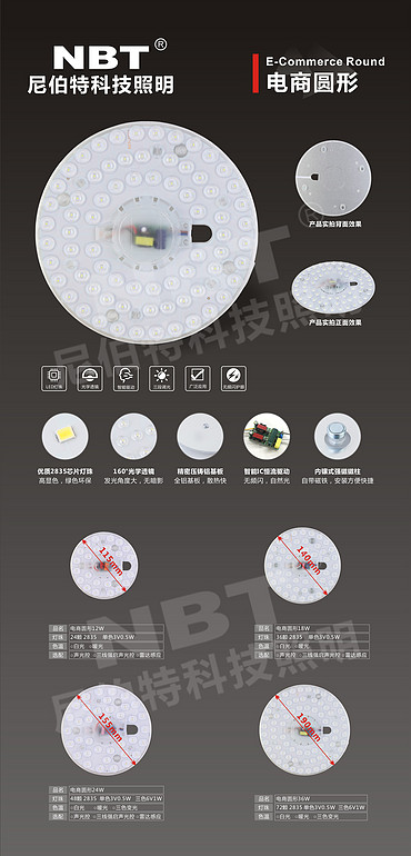 E-commerce round type round high color rendering no stroboscopic LED light group