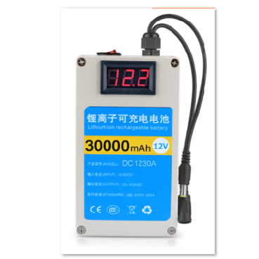 Digital display 12V 30,000mAh Li-ion rechargeable battery