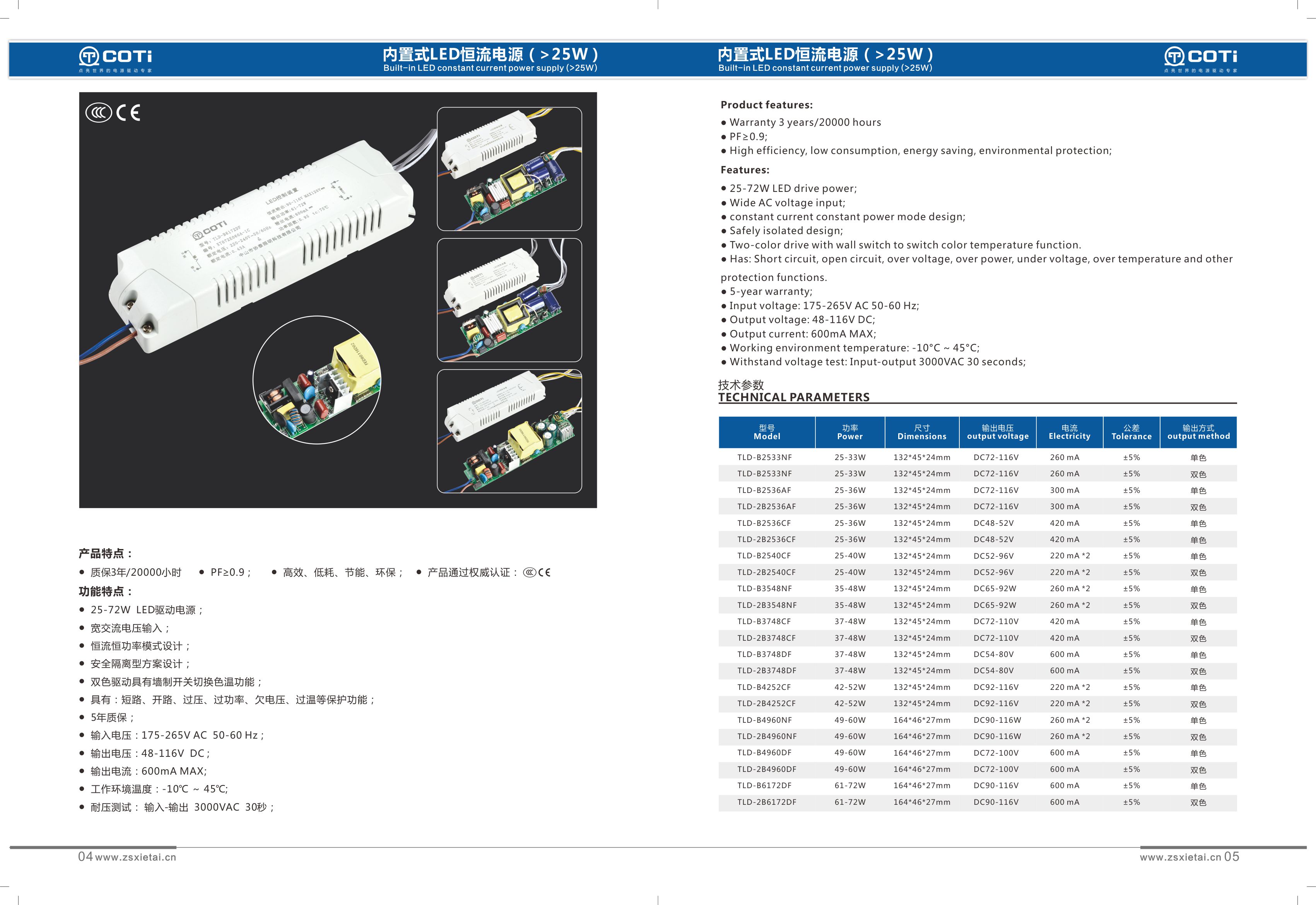 Indoor multi-function optional built-in constant current power supply