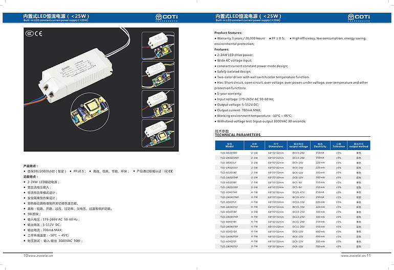 Indoor multi-function optional built-in constant current power supply