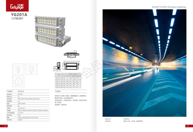 LED waterproof and anti-corrosion professional light distribution design simple structure tunnel light