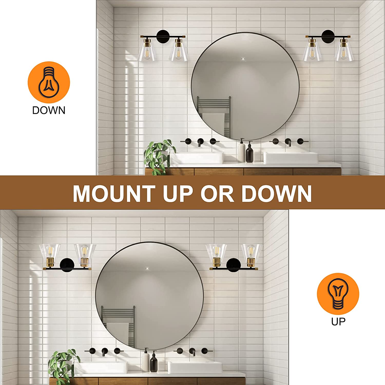 Uniasia LED Indoor Simple Multi-Style Interchangeable Bulb Mirror Headlight