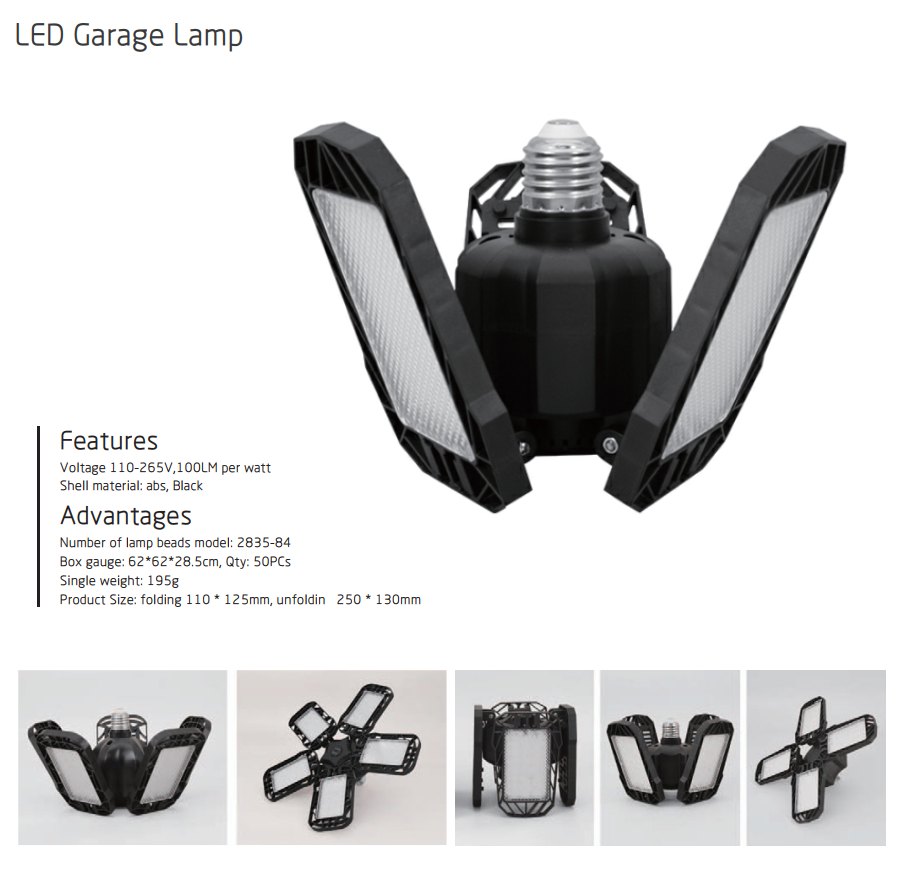 LED deformation garage lights 4 +1 foldable models