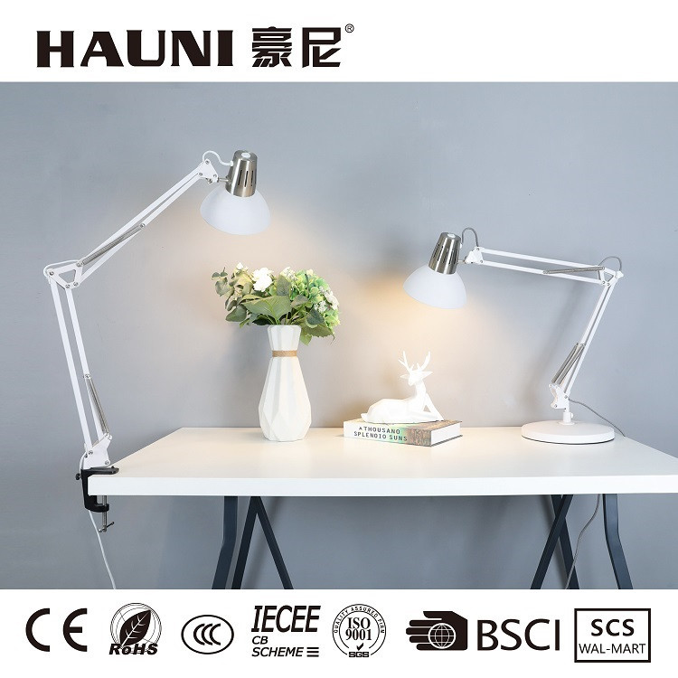 Folding long arm work study desk table lamp