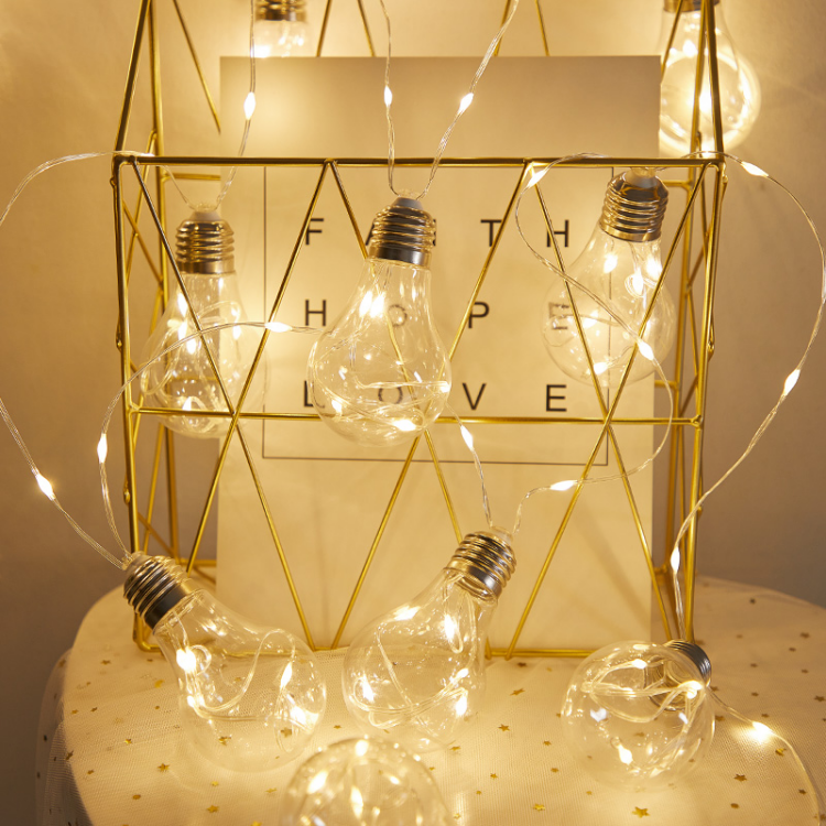 Bedroom Indoor Light Bulb Shape Rubber String Light