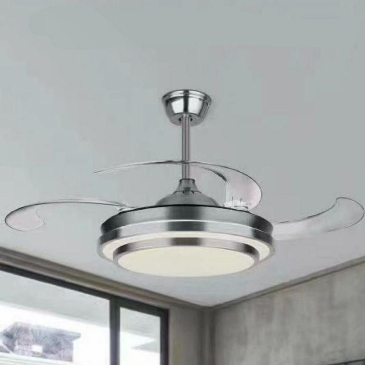Household Living Room Dining Room Silver Double Aluminum Simple Fan Lamp