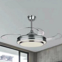 Household Living Room Dining Room Silver Double Aluminum Simple Fan Lamp