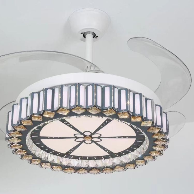 Nordic Living Room Household Modern Crystal Fan Lamp