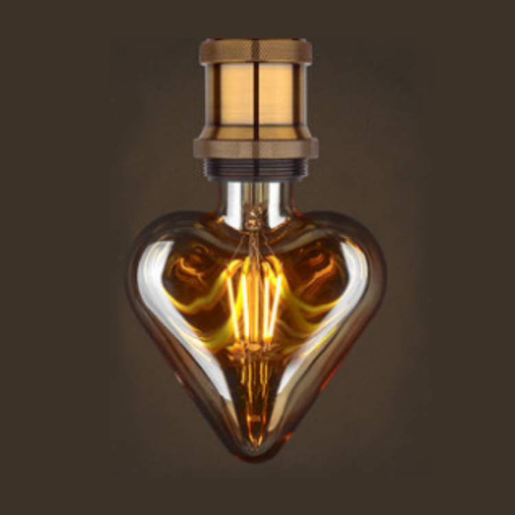 Heart Shaped Tawny Retro Nostalgic Filament Lamp