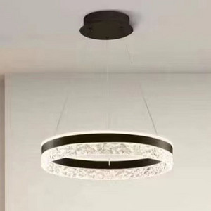 Nordic Modern Black Round Edge Ring Crystal Household Chandelier