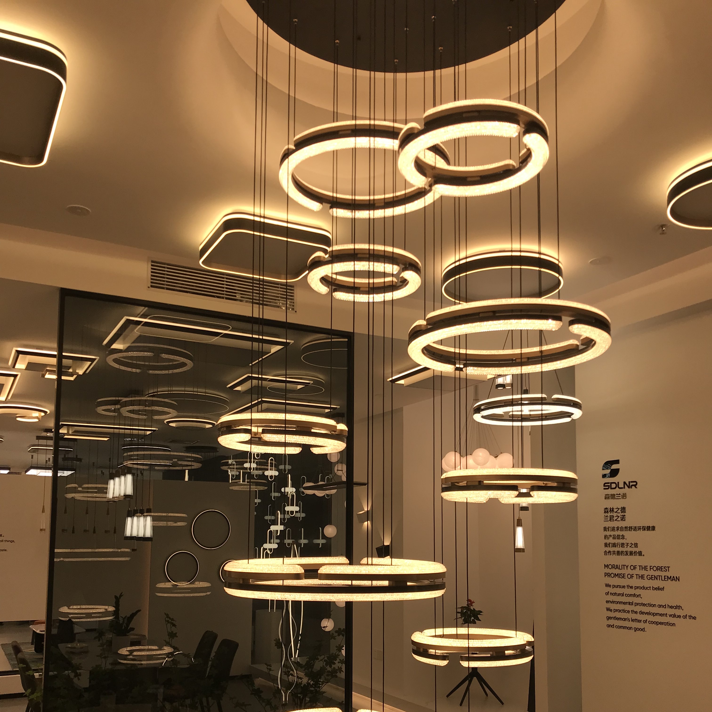 Light luxury aluminum atmospheric ring combination chandelier