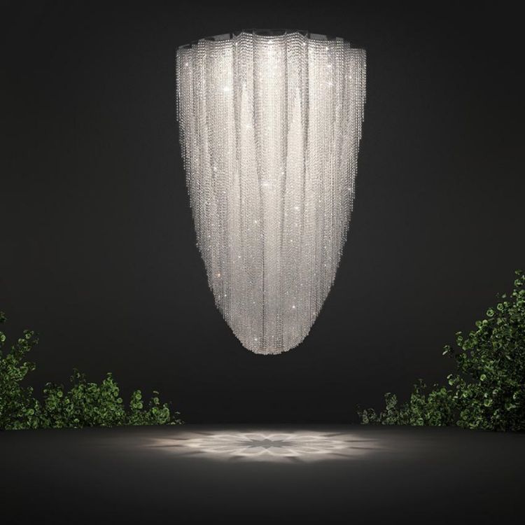 Italian Style Stair Villa Luxury White Long Tassel Crystal Lamp Chandelier