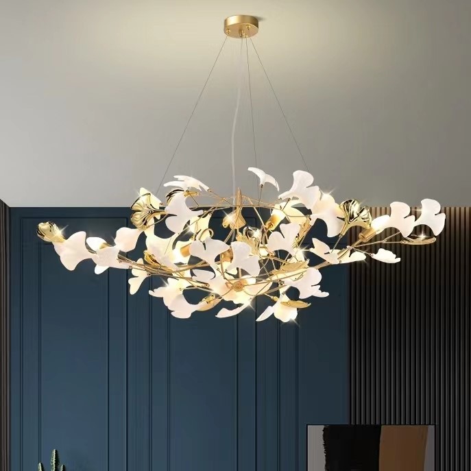 Nordic creative Ginkgo leaf art living room chandelier