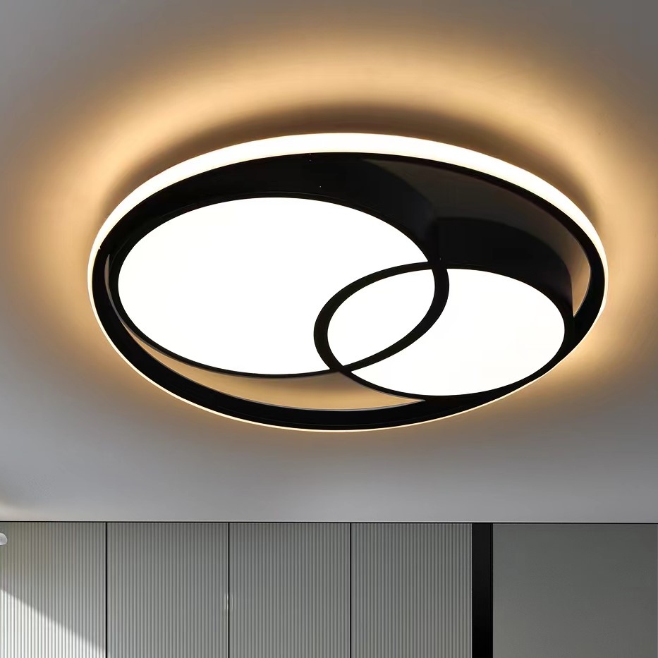 Simple atmosphere guest room bedroom double ring ceiling light