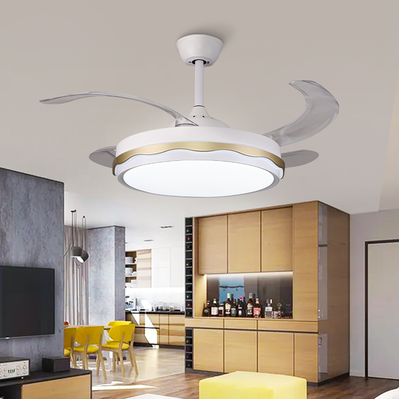 Invisible fan leaf Modern style gold ring fan light